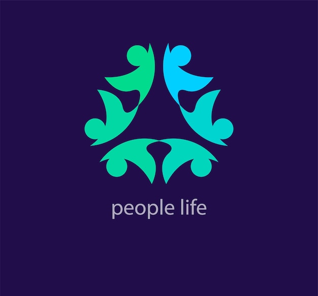 Vector people life logo modern line and colorful design community aid icon people together abstract