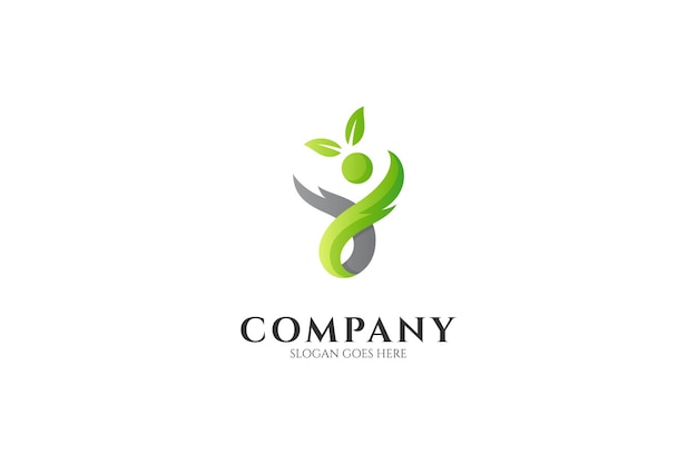 People logo design vector illustration with leaves healthy people logo design symbol