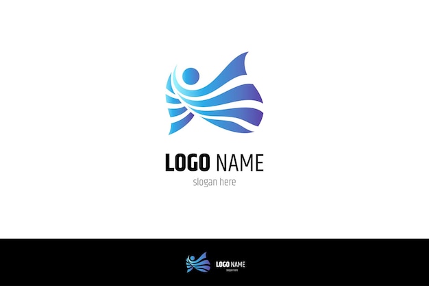 People logo with wings abstract design in blue color gradient