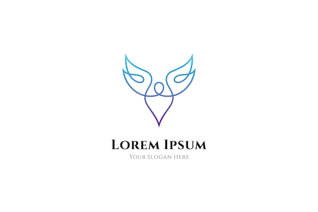 People logo with wings shape in continuous line design style