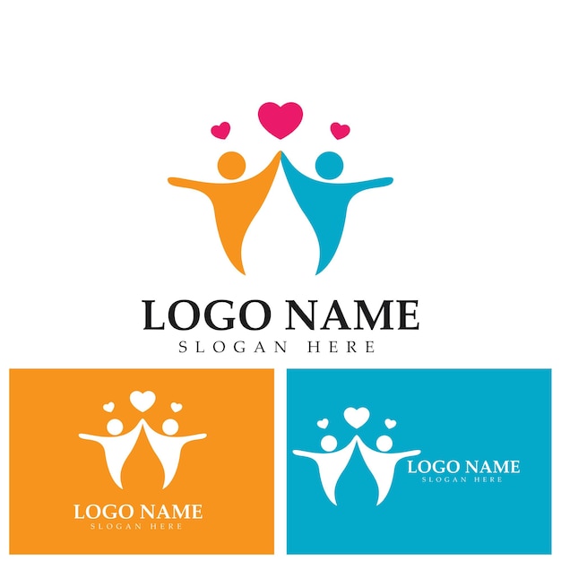 People love and care logo designs colorful concept vector illustration family care logo template love symbol