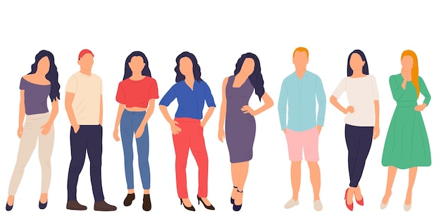 People men and women in flat style isolated vector