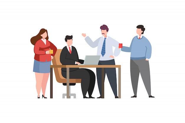 People in modern office illustration