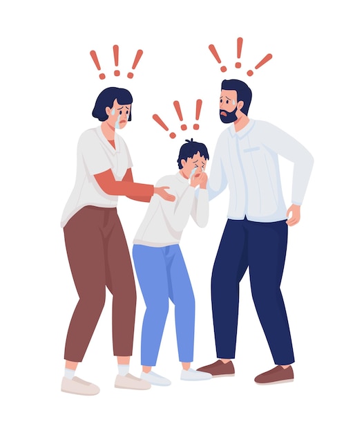 People in panic semi flat color vector characters Standing figures Full body people on white Family in danger simple cartoon style illustration for web graphic design and animation