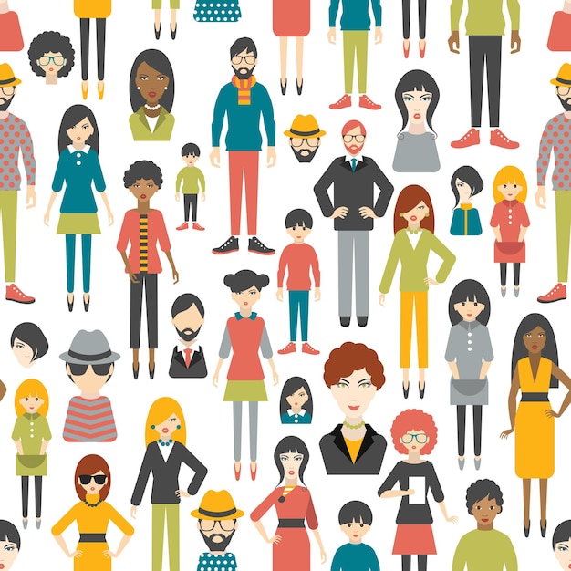 People pattern Flat figures Seamless background