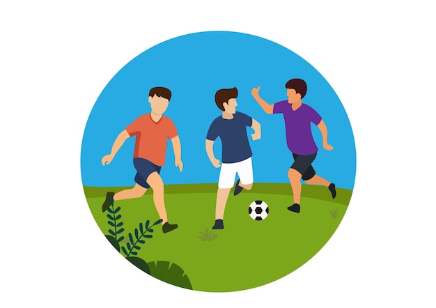 The people playing football in the field stadium Soccer man players vector illustration