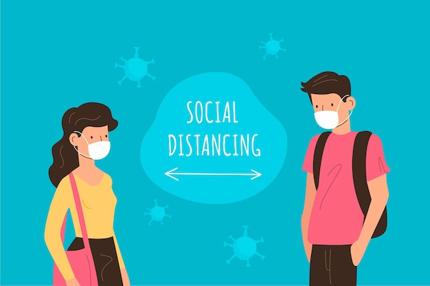 People practicing social distancing