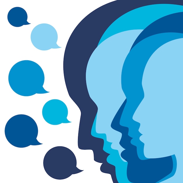 People profile heads in dialogue Vector background