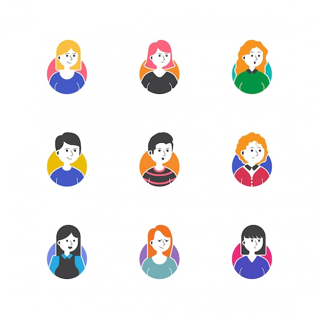 People profile picture icon set vector collection