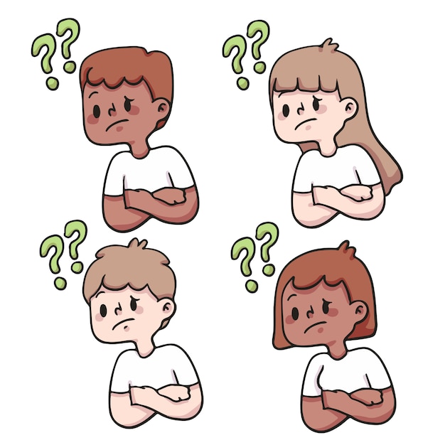 people question set cute cartoon illustration