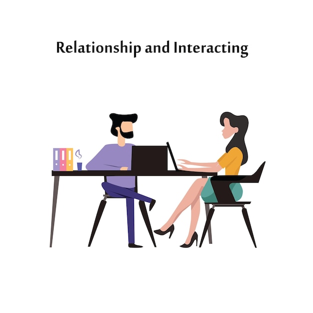 Vector people relationship, working and interacting vector template design illustration