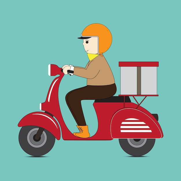 People riding scooter flat design in cartoon style