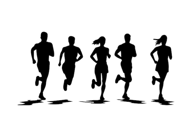 Vector people running silhouettes vector illustration