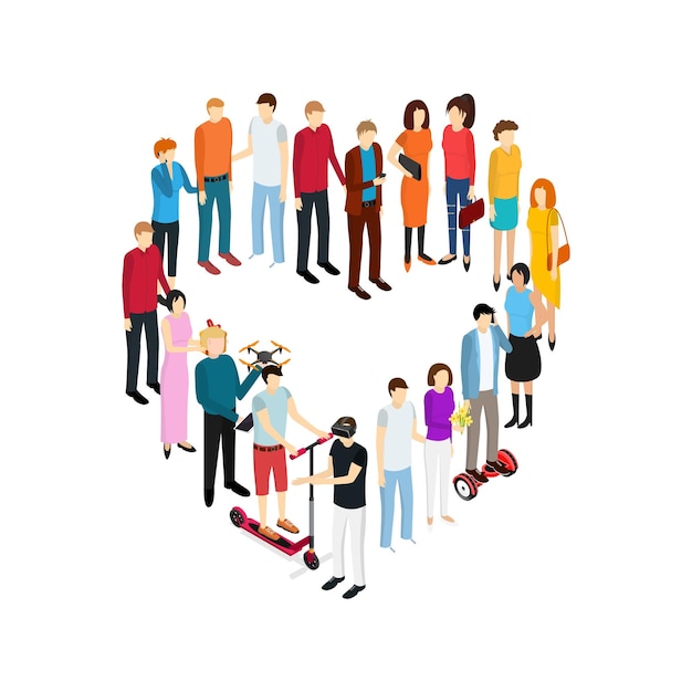 People Set Man and Woman Isometric View Vector