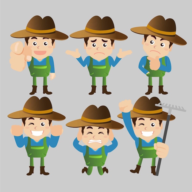 People Set  Profession  Farmer characters in different poses