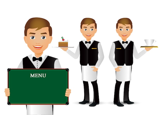 Vector people set  profession  waiter