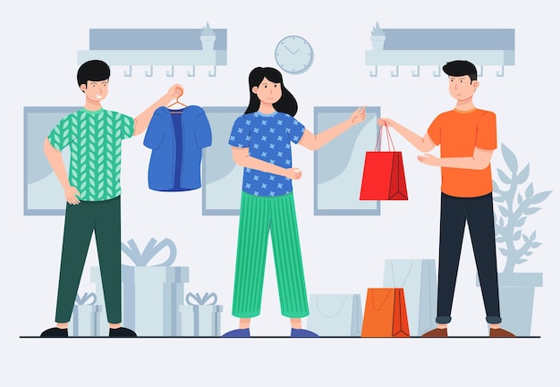 People shopping illustration