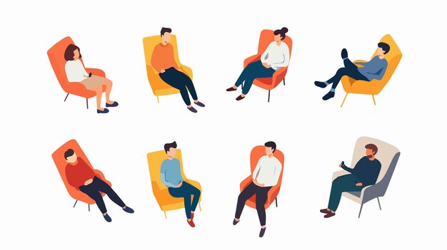 Vector people sitting view from above professional sitting character photography