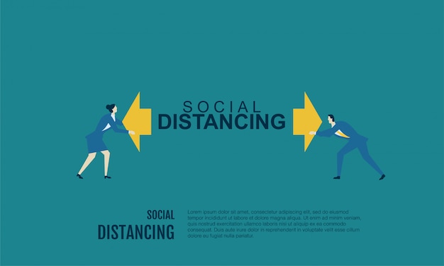 people social distancing flat illustration