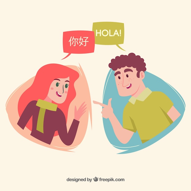 People speaking different languages with flat design