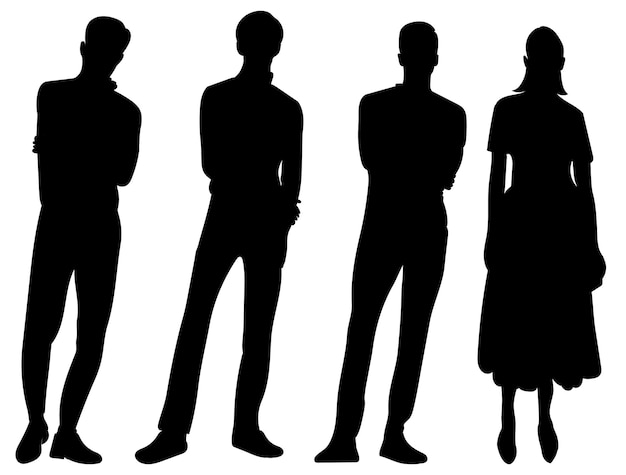 People stand silhouette vector, isolated