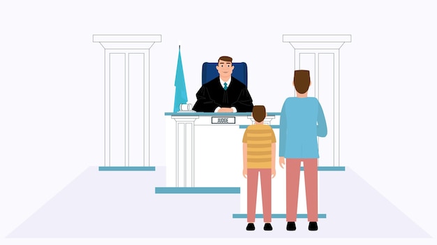 Vector people standing infront of a judge in court vector style