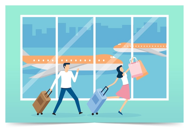 People start traveling after the opening of the country Vector illustration design