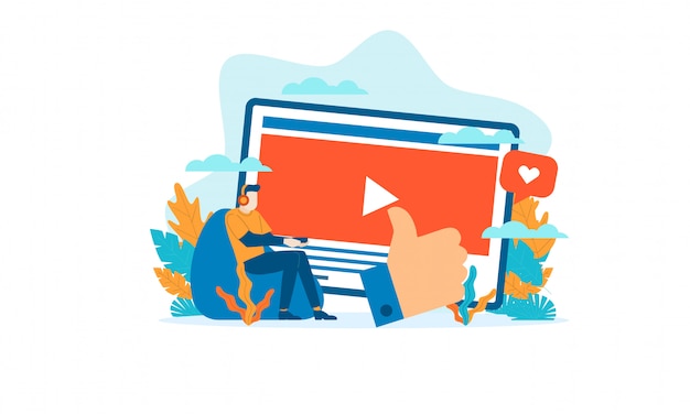 people streamer flat illustration