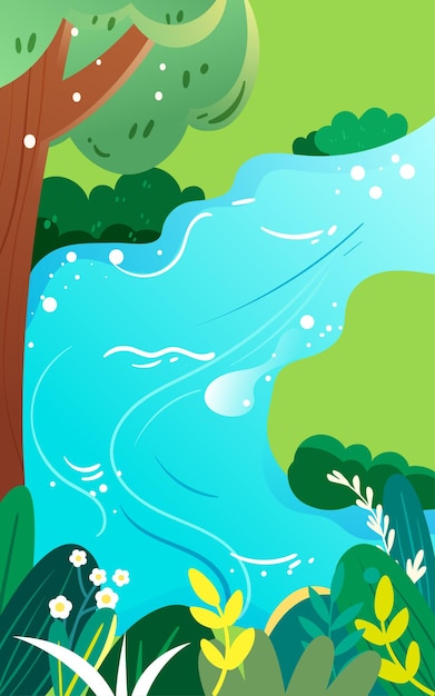 People swim in the river in summer to cool off the heat vector illustration