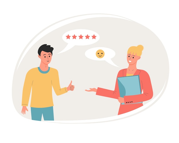 People talk share their opinions give review rating and feedback Working relationship