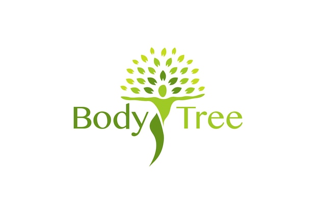 People tree with green leaves logo design template