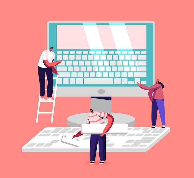 People Typing, Office Work, Education and Technology illustration