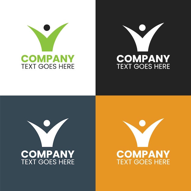 People unique logo design there are four different color varian