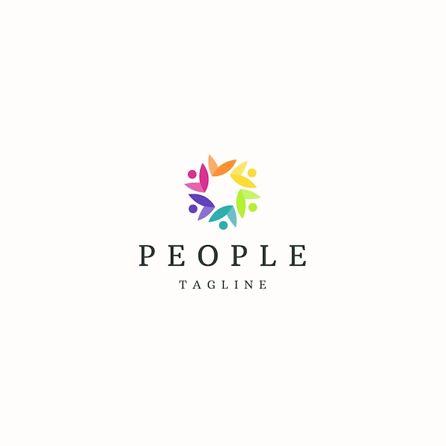 People unity logo icon design template flat vector