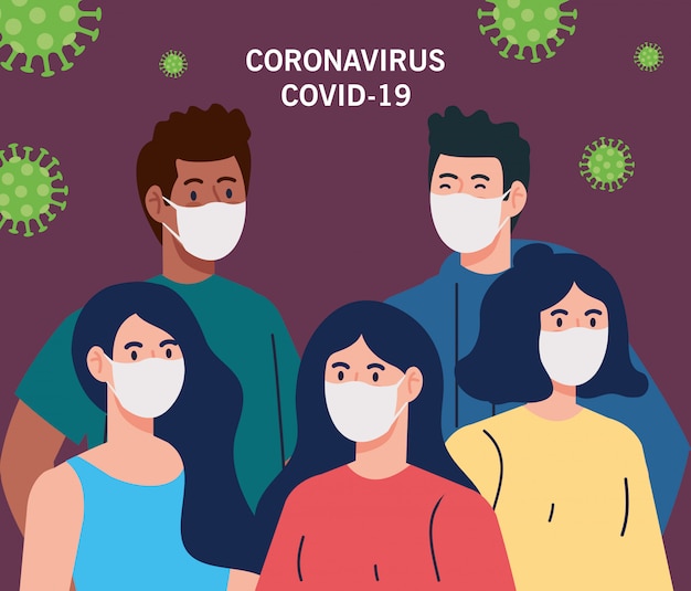 People using medical protective mask against coronavirus