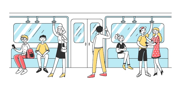 People using subway illustration