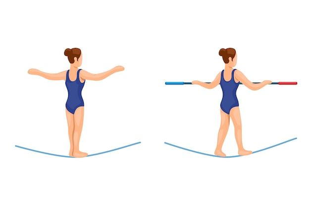 People walk in rope balance and freestyle sport symbol set illustration vector