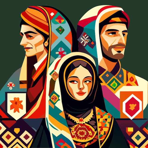 Vector people wearing local anatolian clothes vector illustration