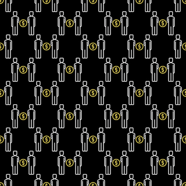 People with Dollar Sign vector Corruption concept seamless pattern