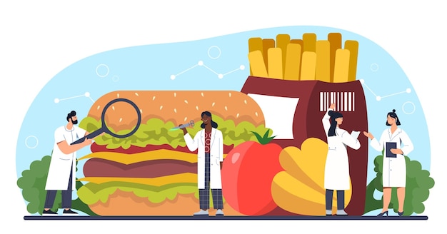 People with food research vector concept