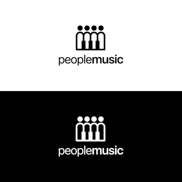 People with Piano Key Music Logo Design Inspiration