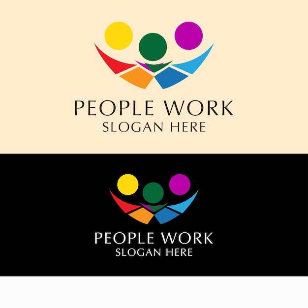 People work logo design icon template