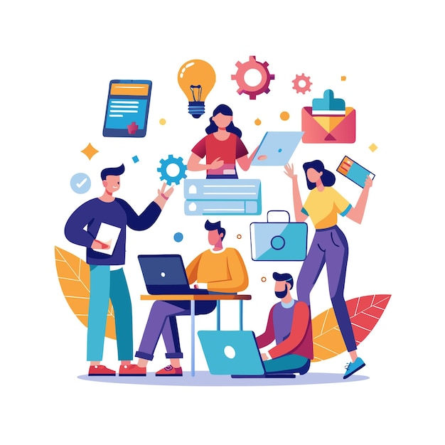 People working in the office vector illustration