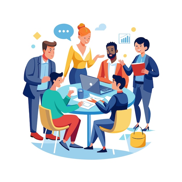 People working in the office vector illustration