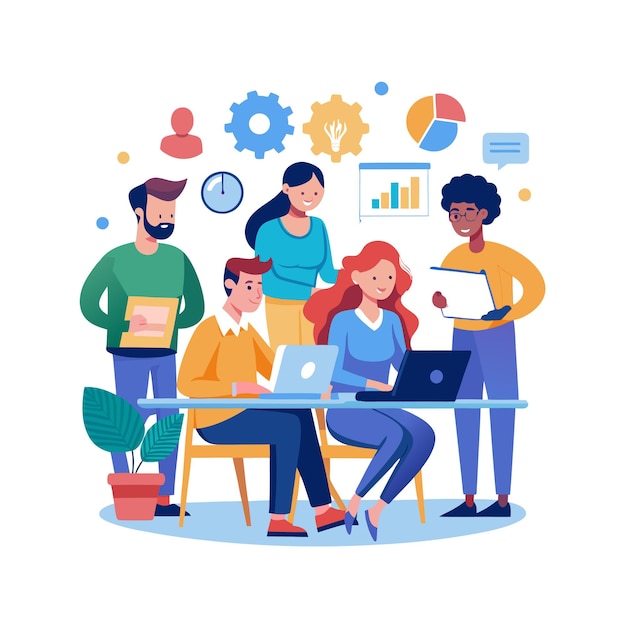 People working in the office vector illustration