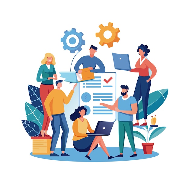 People working in the office vector illustration