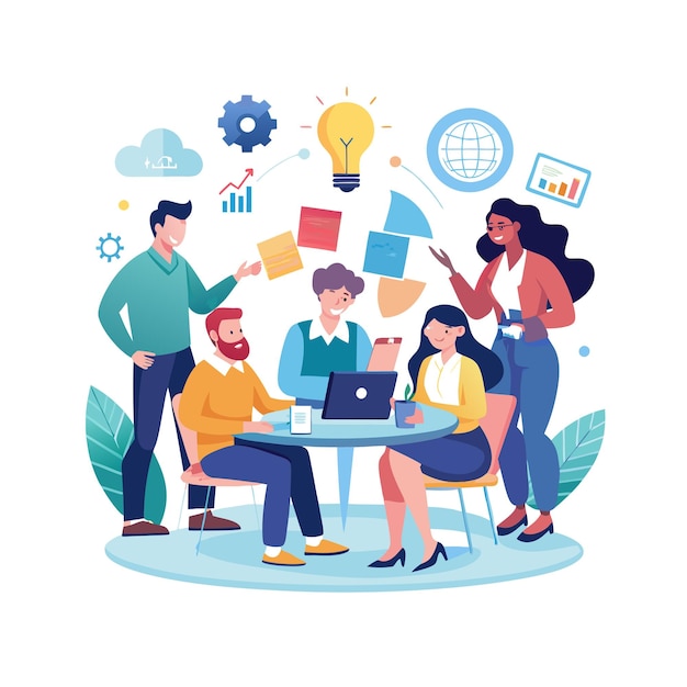 People working in the office vector illustration