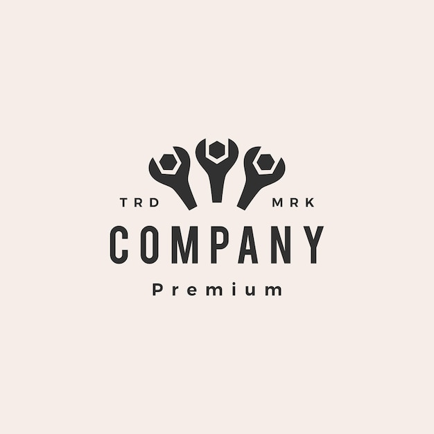 People wrench mechanic community hipster vintage logo template