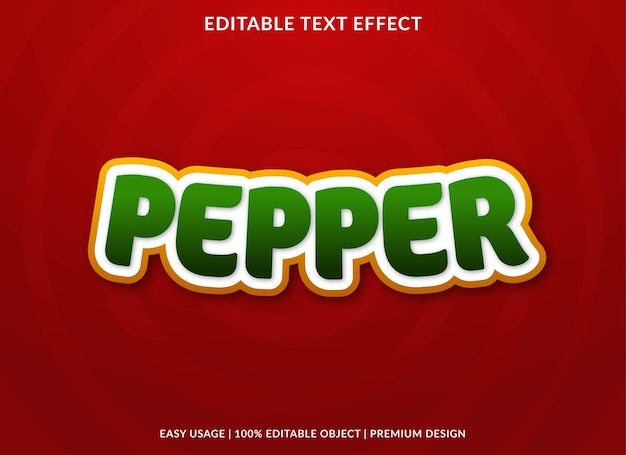 pepper editable text effect template premium vector