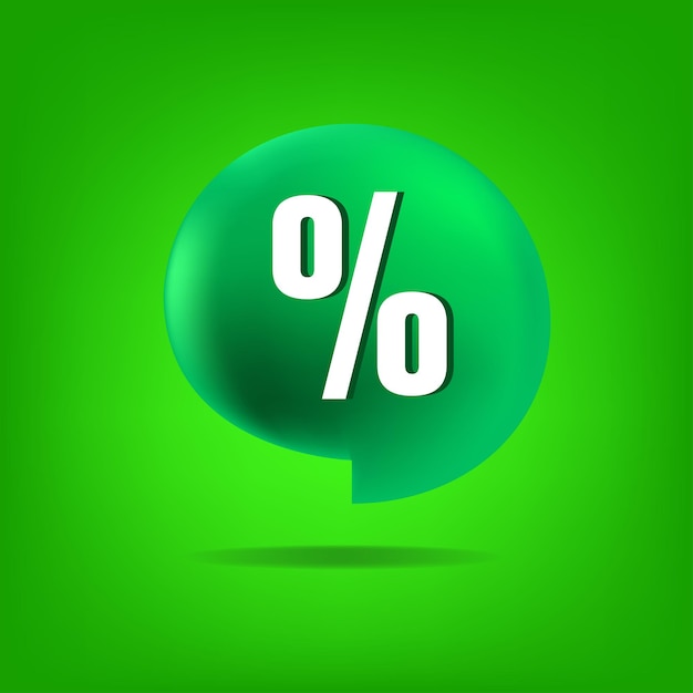 Percent sign icon vector illustration on green background